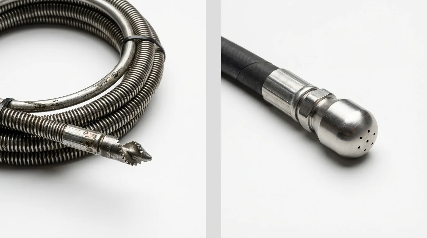 Drain snake cable and hydro jetting nozzle used for drain cleaning in Prince Frederick, MD