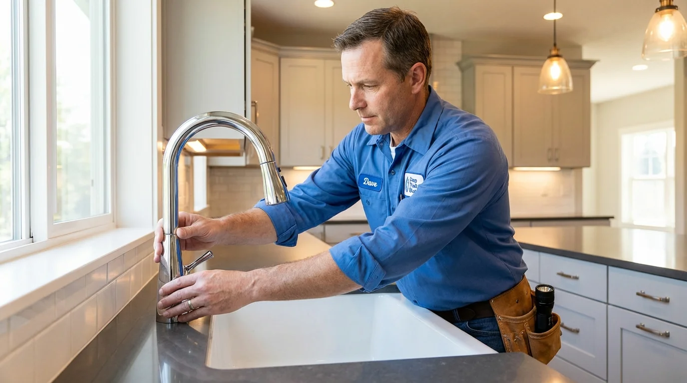 Kitchen faucet installation by Johns Plumbing LLC in Prince Frederick
